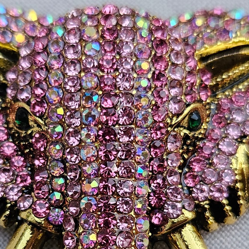 Pink & Gold Elephant Rhinestone Brooch/Pin - Picture 2 of 4